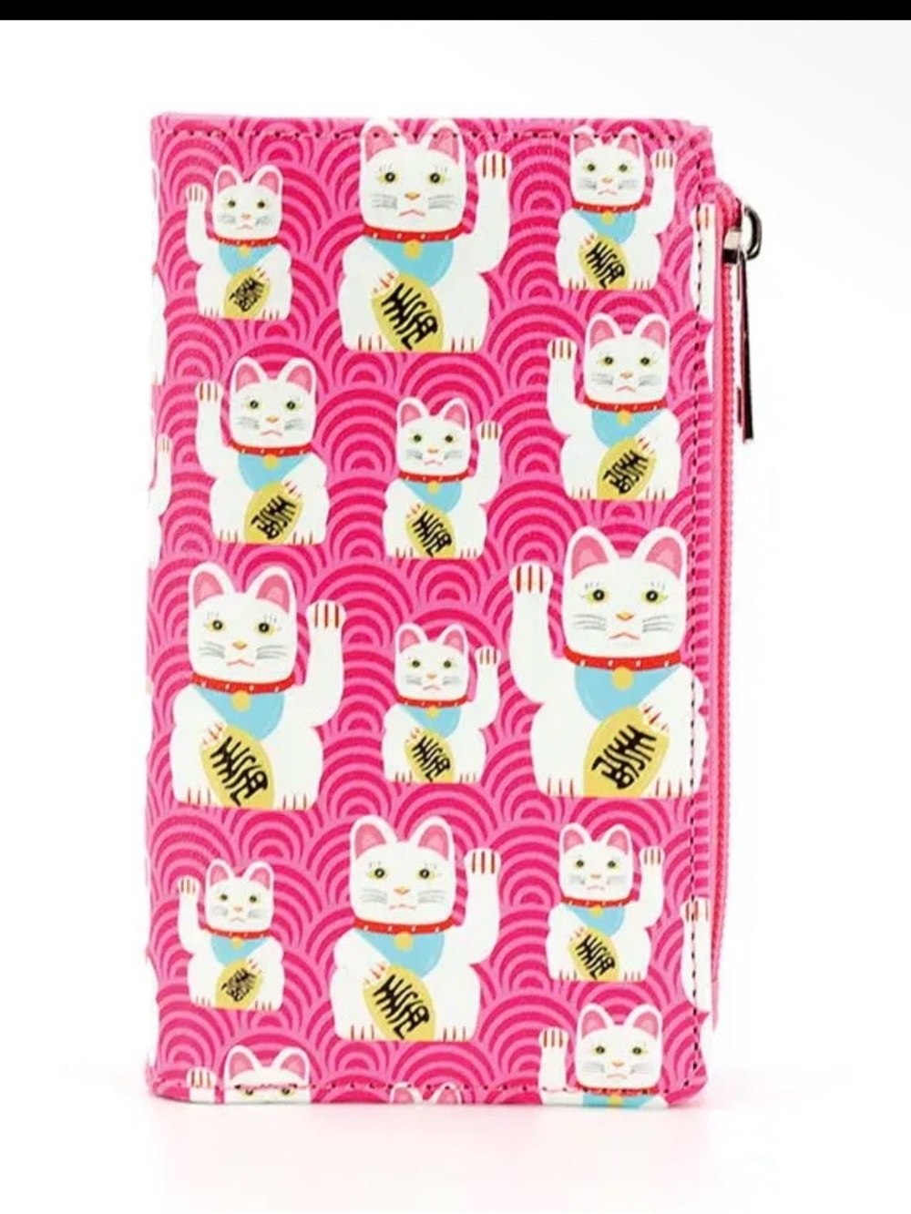 Pink Lucky Cat Zip Wallet